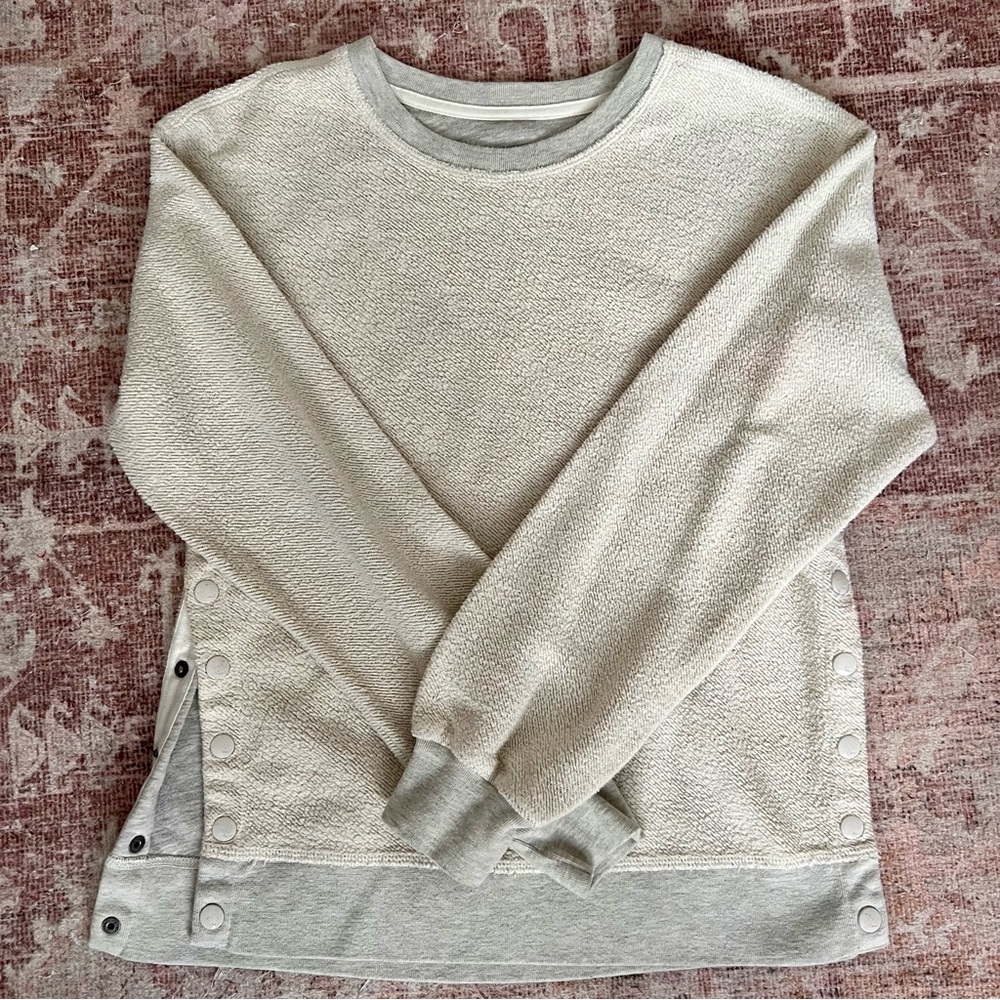 Abercrombie | Cozy Cream Sweatshirt with Side Snap Buttons